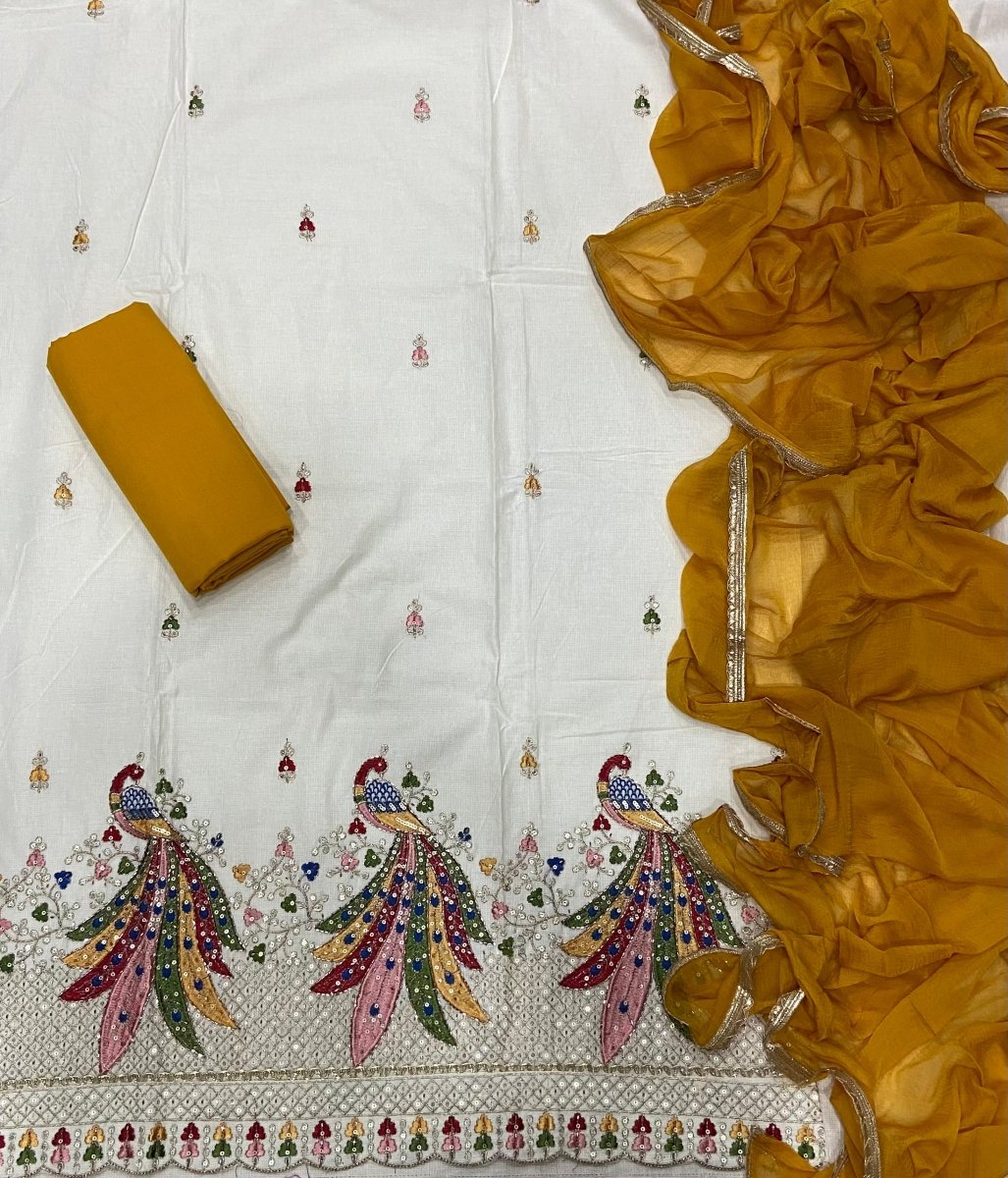 Pure Cotton Burberry with Heavy Handwork & sequence work ￼ - Yanchi