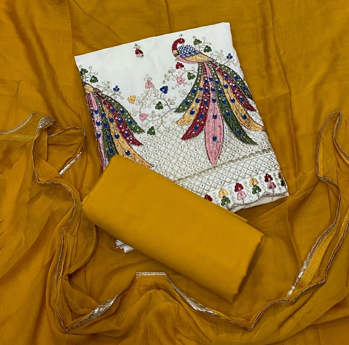 Pure Cotton Burberry with Heavy Handwork & sequence work ￼ - Yanchi