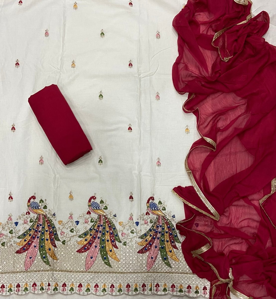 Pure Cotton Burberry with Heavy Handwork & sequence work ￼ - Yanchi