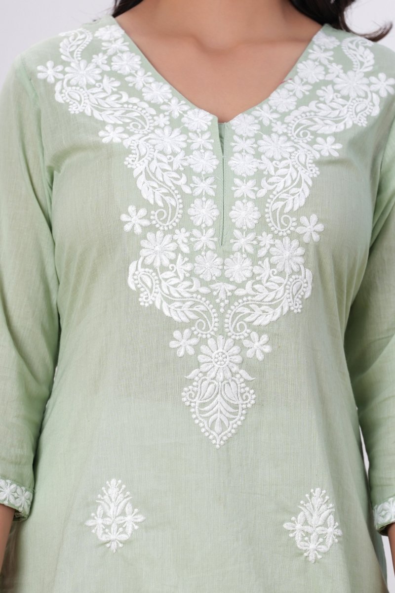 Pure Cotton Chikankari Kurti - Yanchi