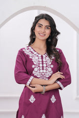 Pure Cotton Chikankari Kurti - Yanchi