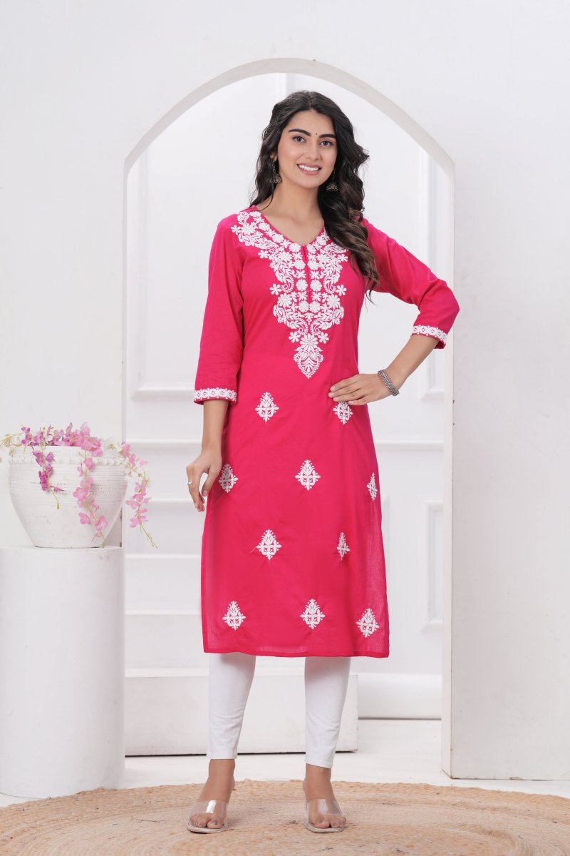 Pure Cotton Chikankari Kurti - Yanchi