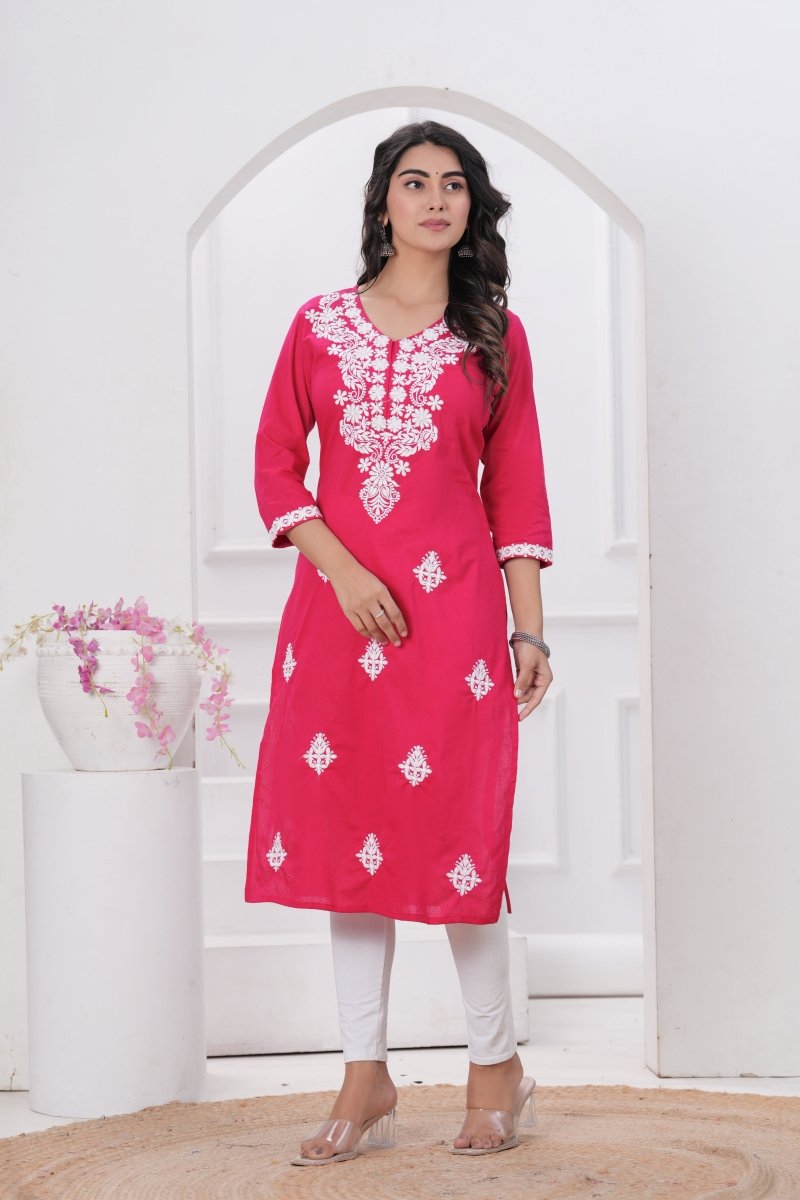 Pure Cotton Chikankari Kurti - Yanchi