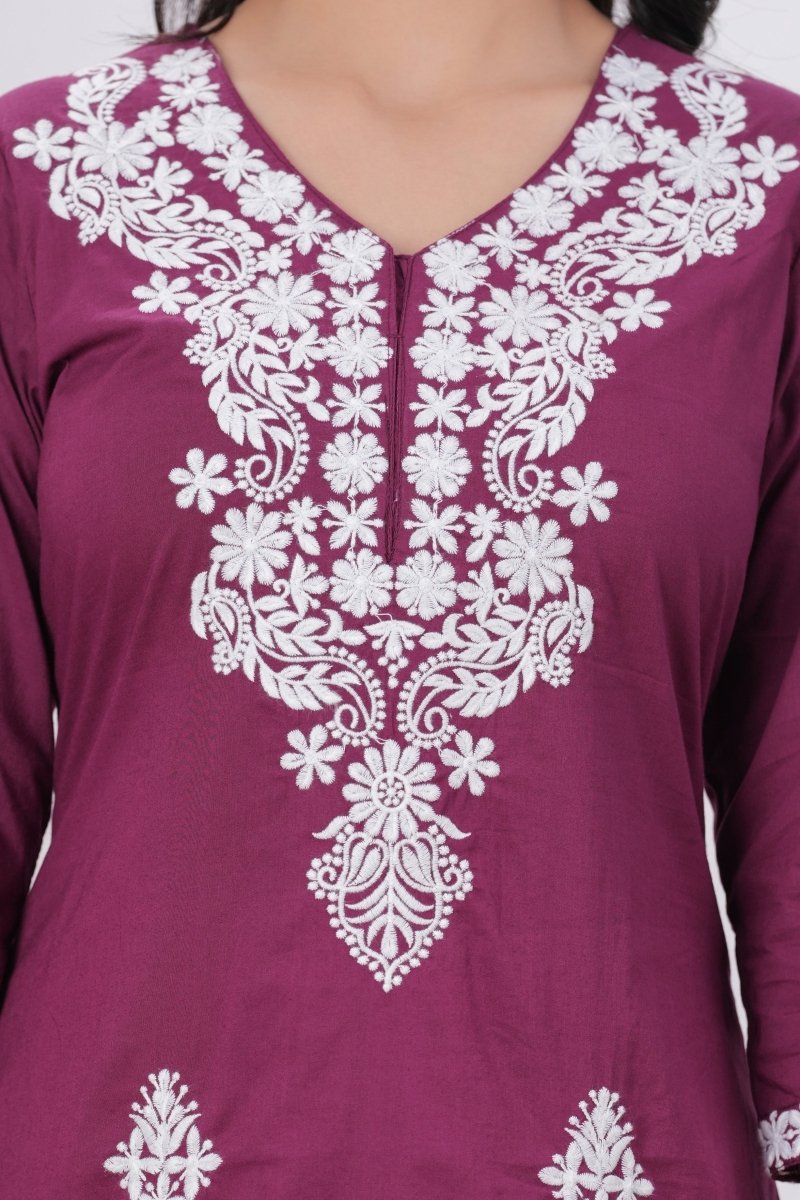 Pure Cotton Chikankari Kurti - Yanchi