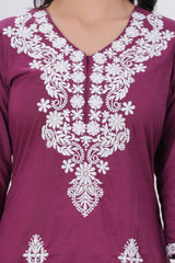 Pure Cotton Chikankari Kurti - Yanchi