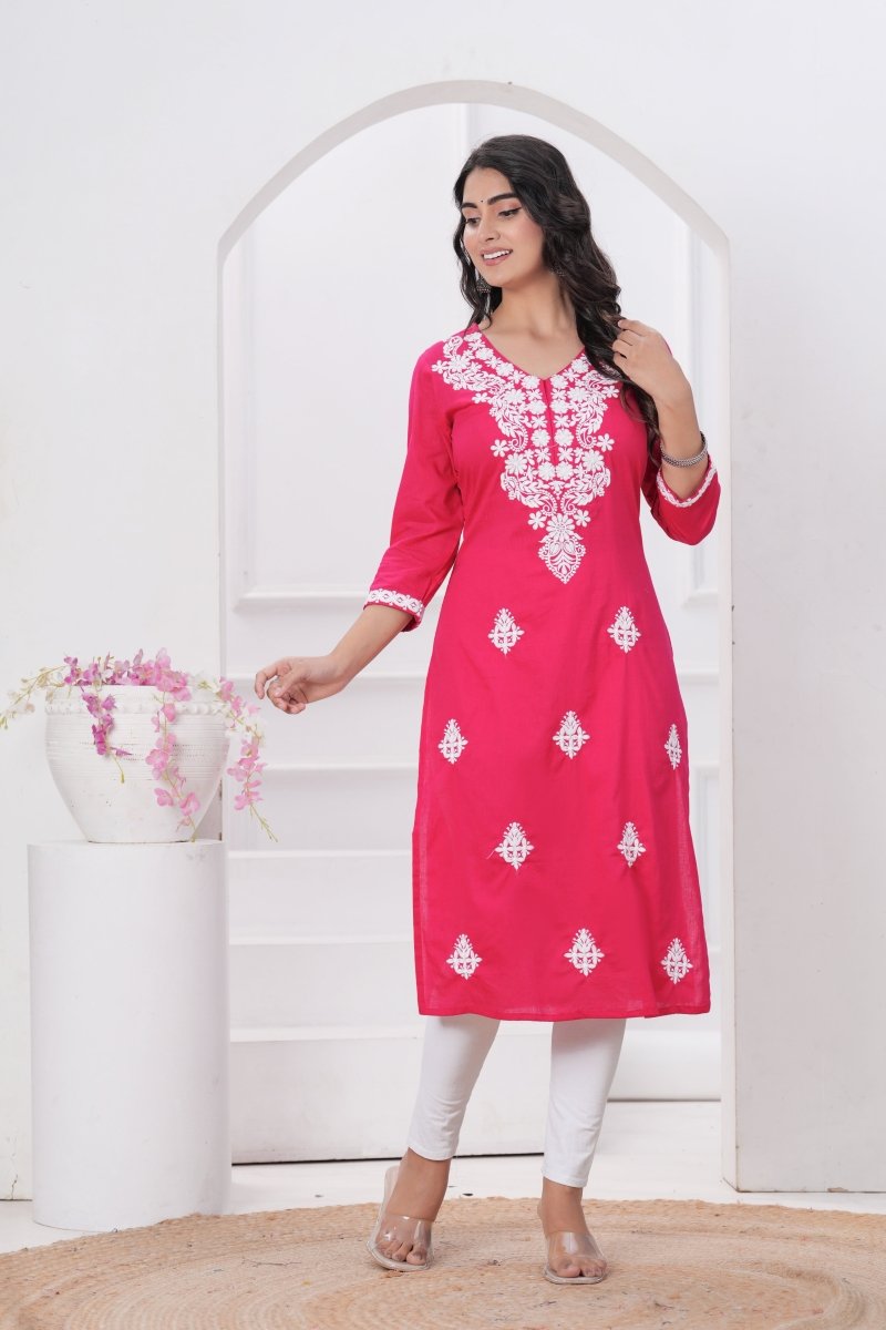 Pure Cotton Chikankari Kurti - Yanchi