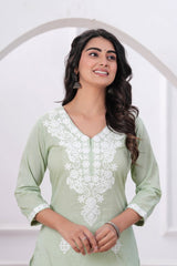 Pure Cotton Chikankari Kurti - Yanchi