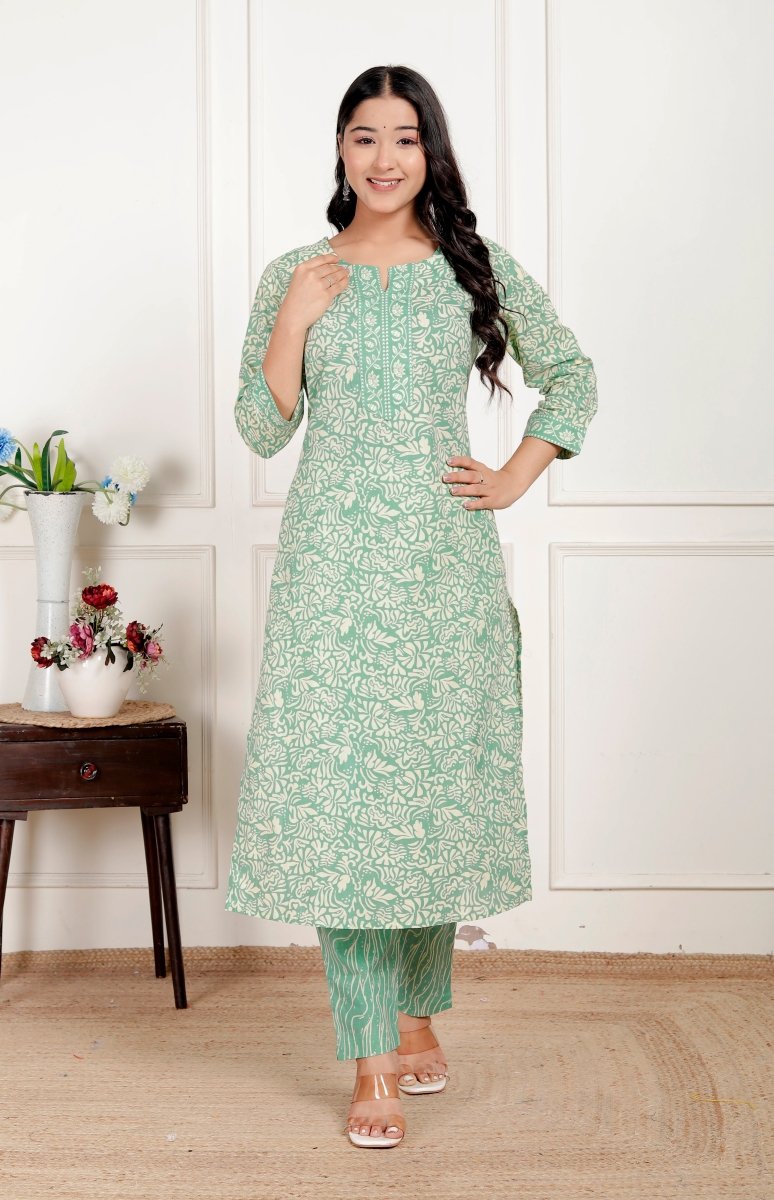 Pure Cotton Kurti & Pant with Dupatta - Yanchi
