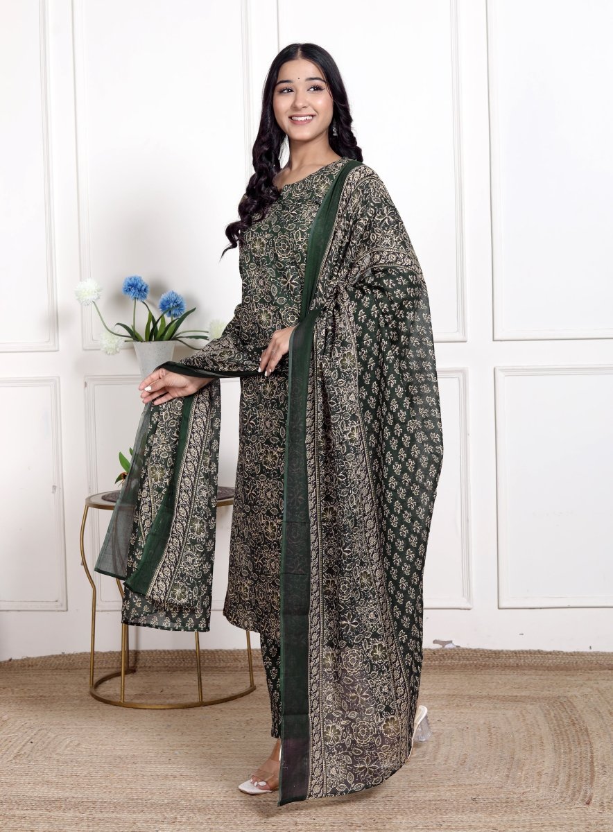 Pure Cotton Kurti & Pant with Dupatta - Yanchi