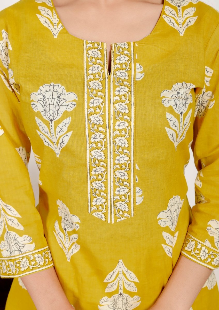 Pure Cotton Kurti & Pant with Dupatta - Yanchi