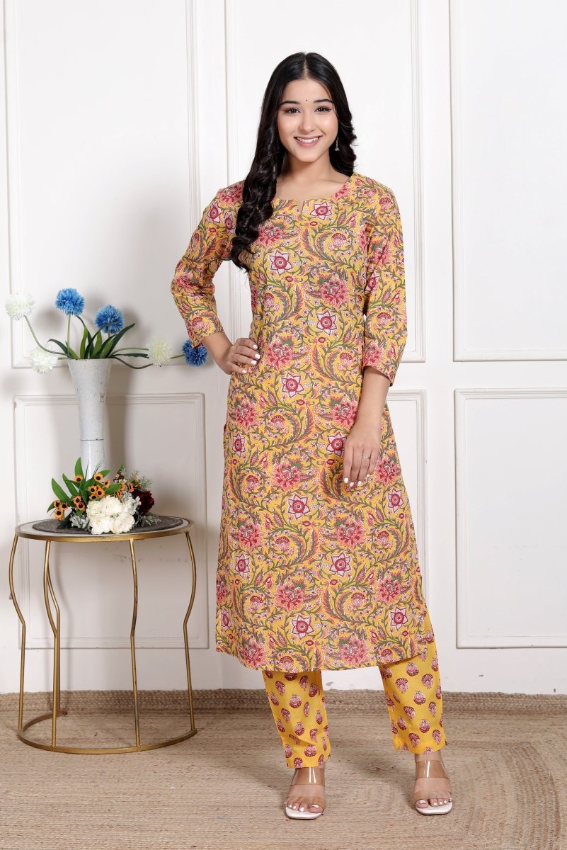 Pure Cotton Kurti & Pant with Dupatta - Yanchi