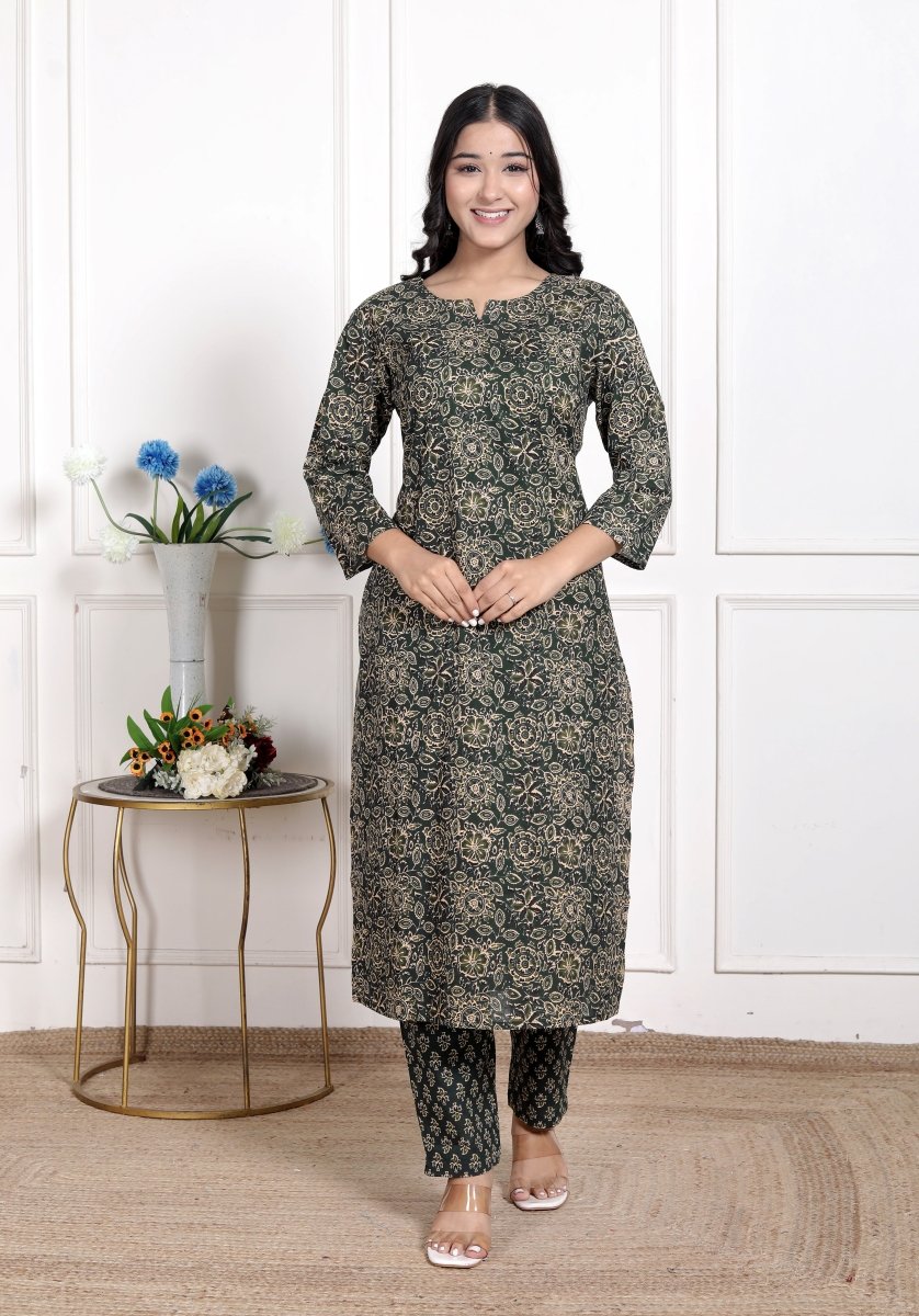 Pure Cotton Kurti & Pant with Dupatta - Yanchi