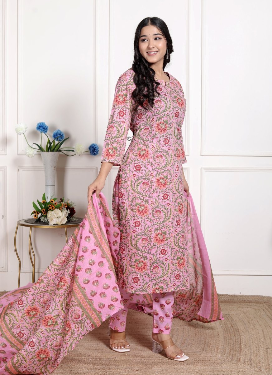 Pure Cotton Kurti & Pant with Dupatta - Yanchi