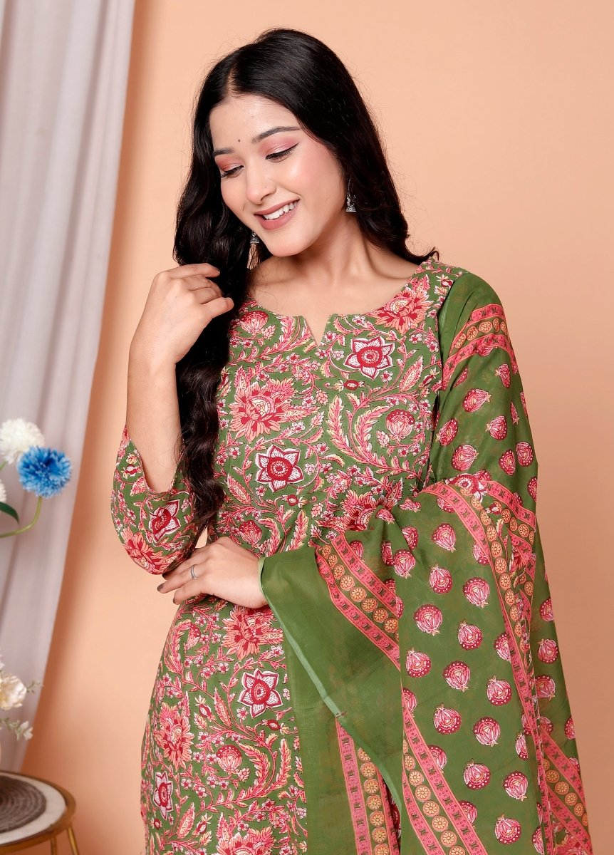 Pure Cotton Kurti & Pant with Dupatta - Yanchi