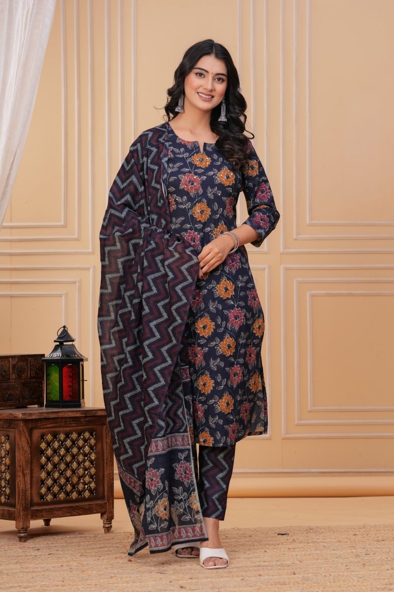 Pure Cotton Kurti & Pant with Dupatta - Yanchi