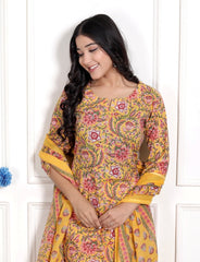Pure Cotton Kurti & Pant with Dupatta - Yanchi