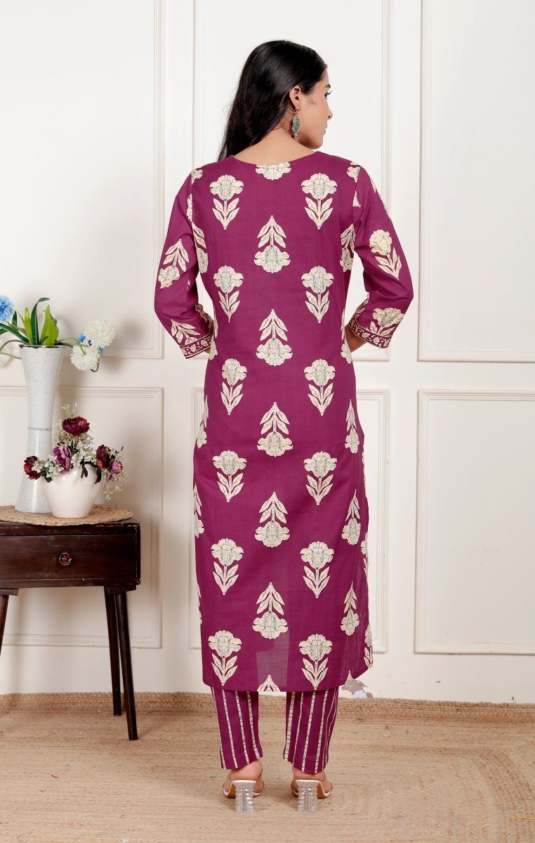 Pure Cotton Kurti & Pant with Dupatta - Yanchi