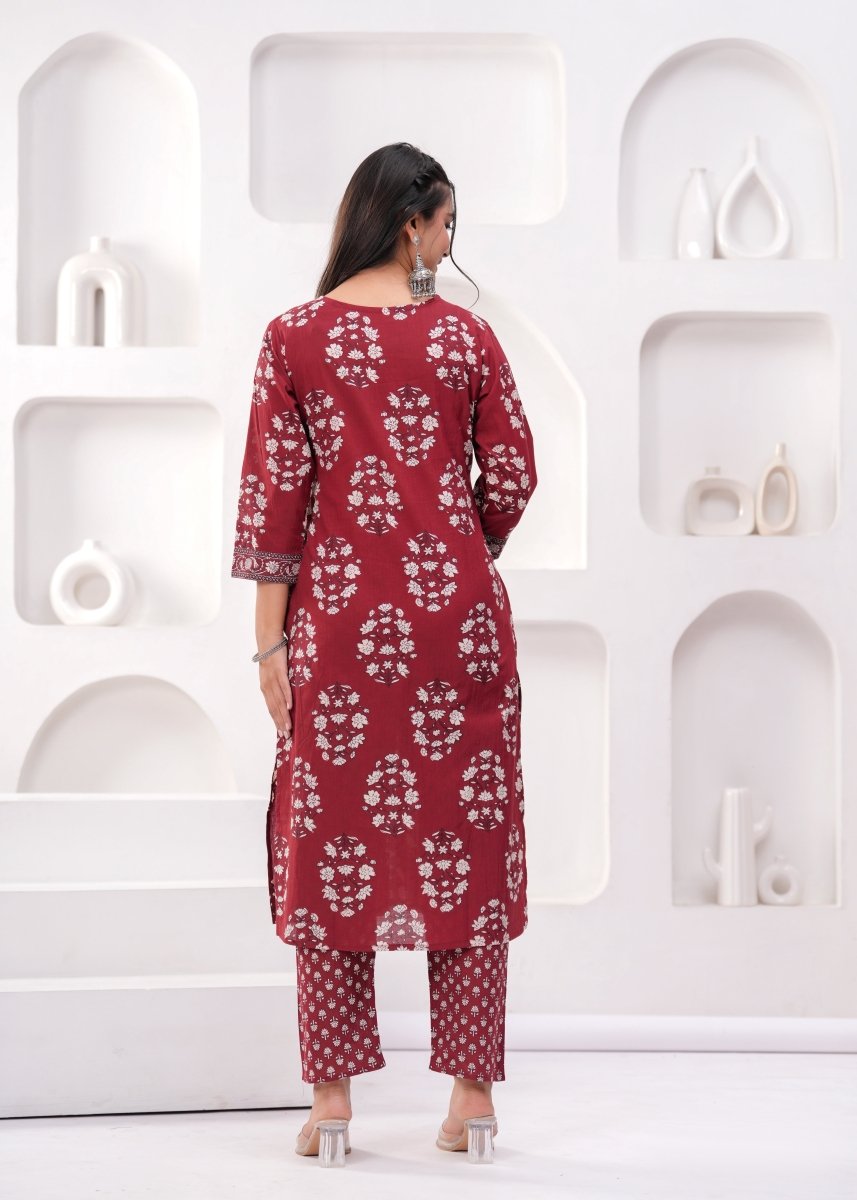 Pure Cotton Kurti & Pant with Dupatta (3pcs) - Yanchi