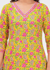 Pure Cotton Kurti & Pant with Dupatta (3pcs) - Yanchi