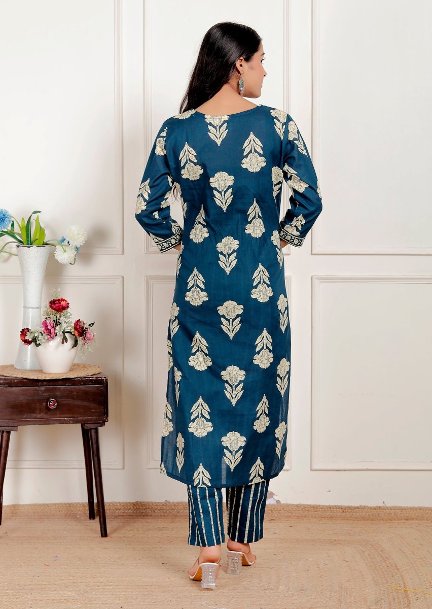 Pure Cotton Kurti & Pant with Dupatta - Yanchi