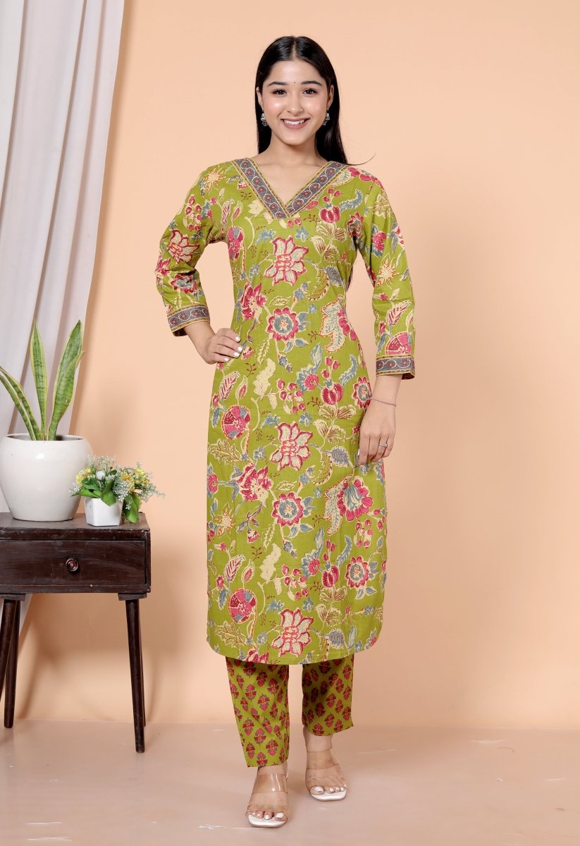 Pure Cotton Kurti & Pant with Dupatta - Yanchi