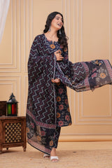 Pure Cotton Kurti & Pant with Dupatta - Yanchi