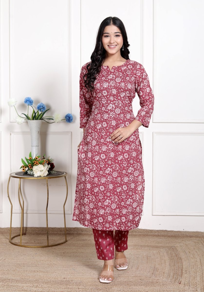 Pure Cotton Kurti & Pant with Dupatta - Yanchi