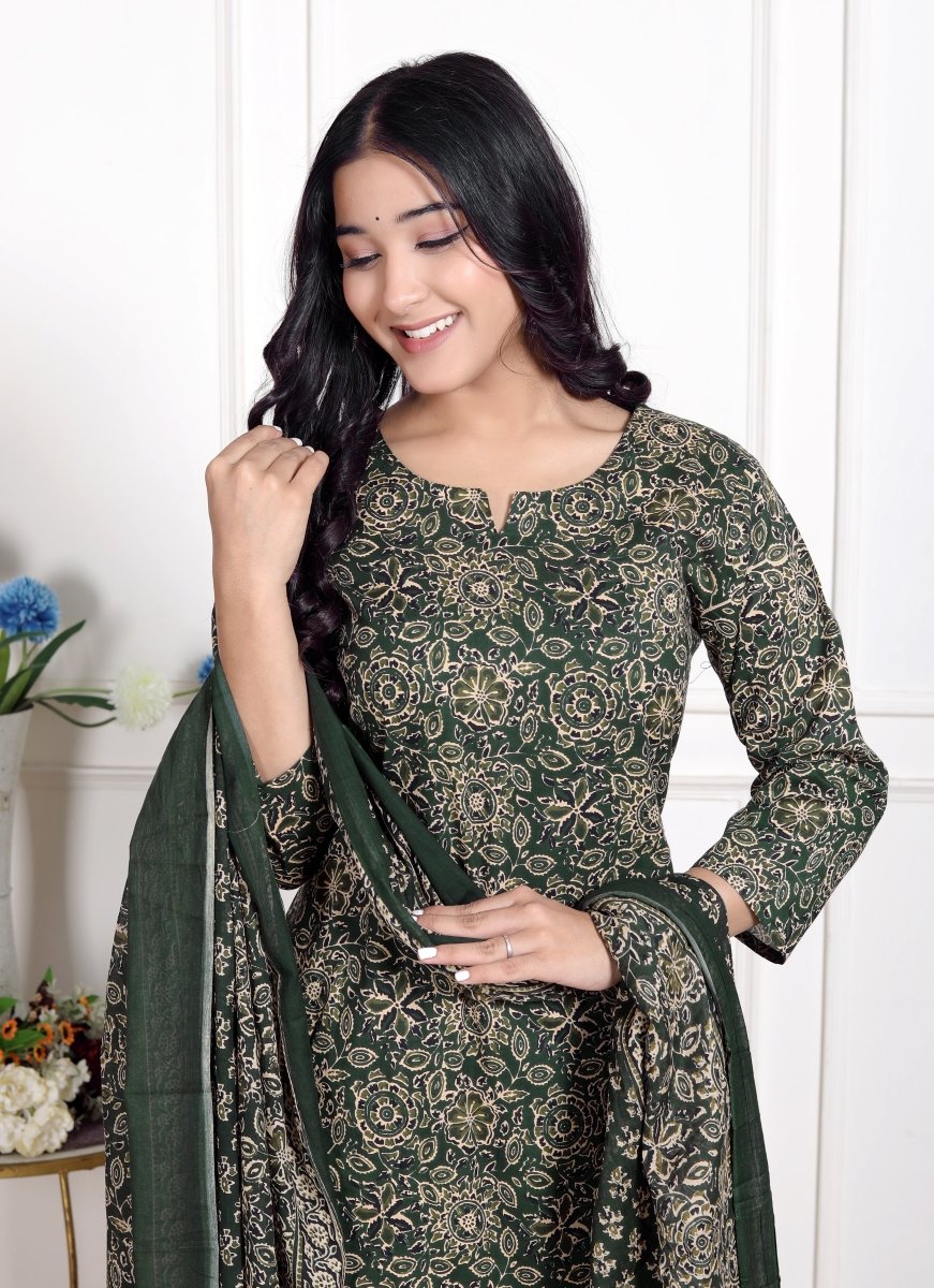 Pure Cotton Kurti & Pant with Dupatta - Yanchi