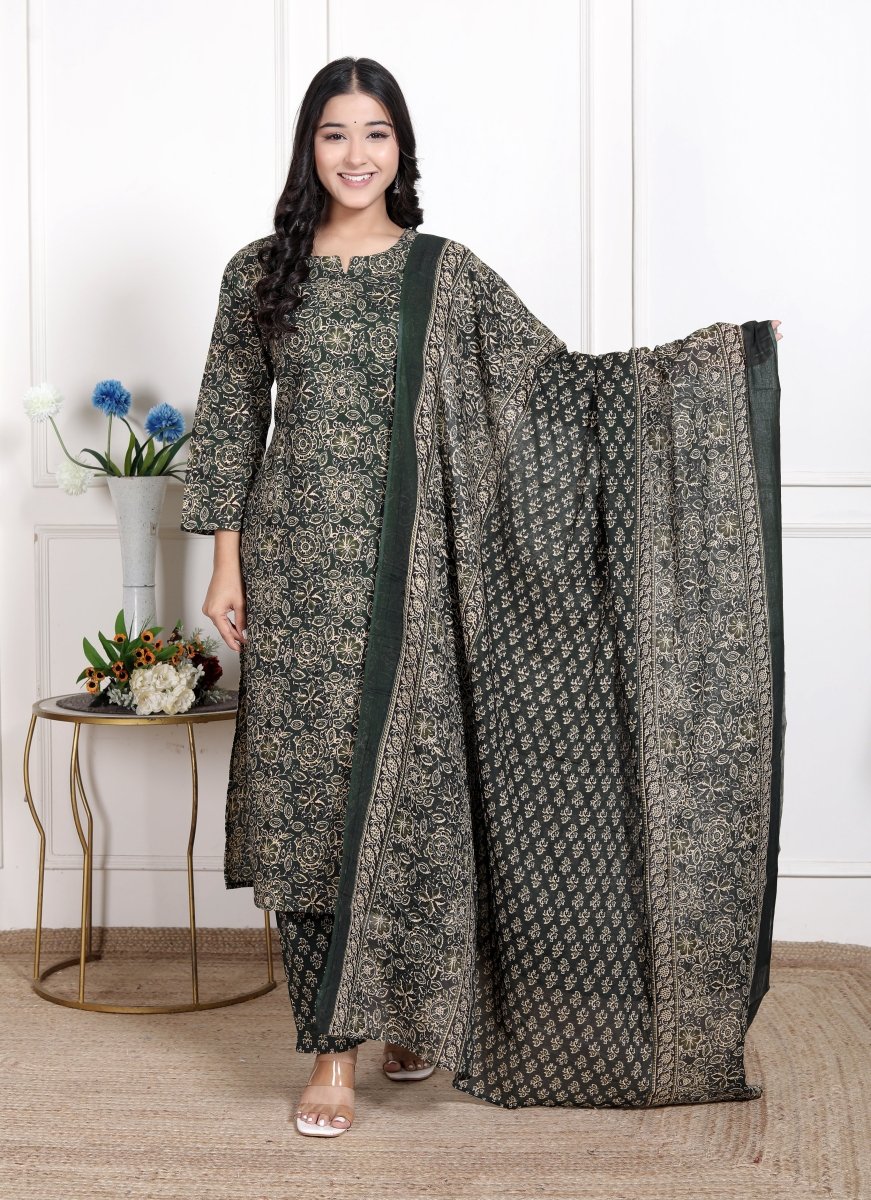 Pure Cotton Kurti & Pant with Dupatta - Yanchi