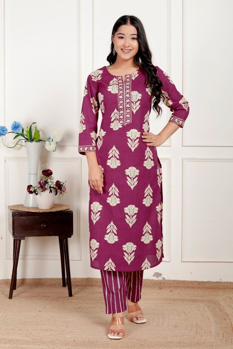 Pure Cotton Kurti & Pant with Dupatta - Yanchi