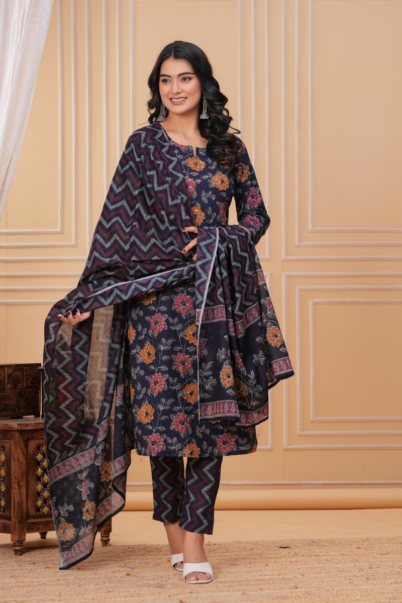 Pure Cotton Kurti & Pant with Dupatta - Yanchi