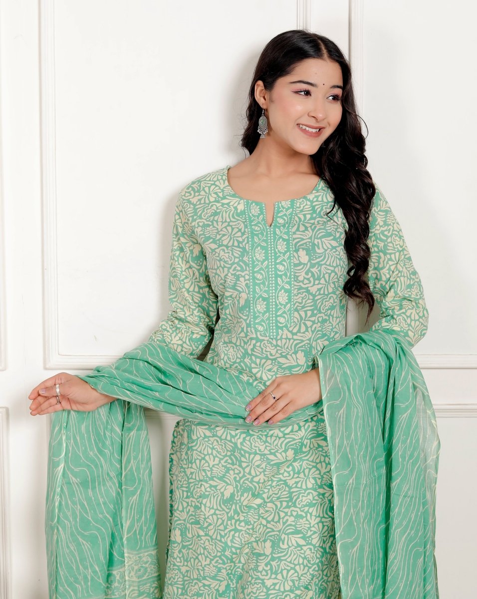 Pure Cotton Kurti & Pant with Dupatta - Yanchi