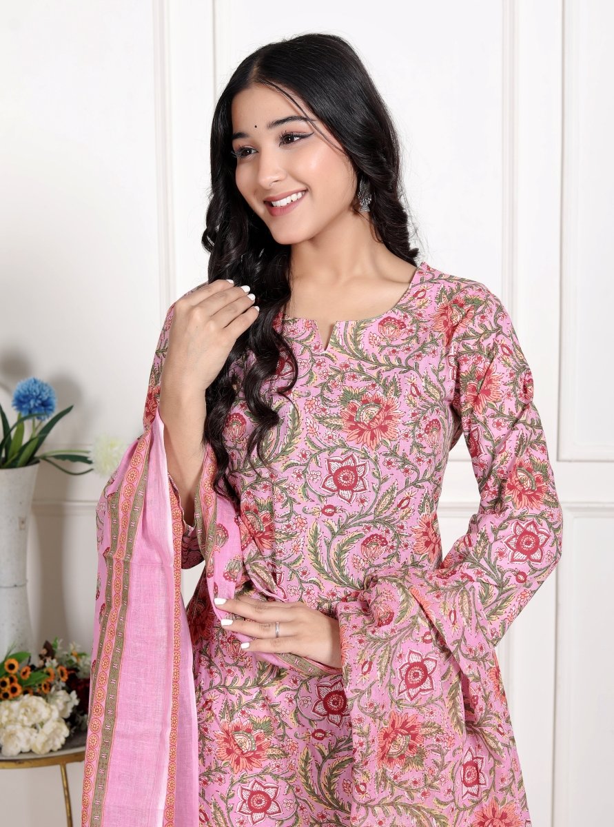 Pure Cotton Kurti & Pant with Dupatta - Yanchi