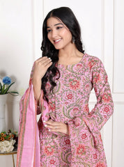 Pure Cotton Kurti & Pant with Dupatta - Yanchi