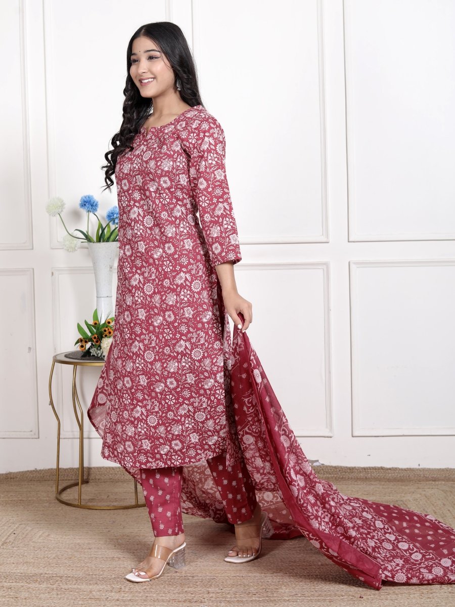 Pure Cotton Kurti & Pant with Dupatta - Yanchi