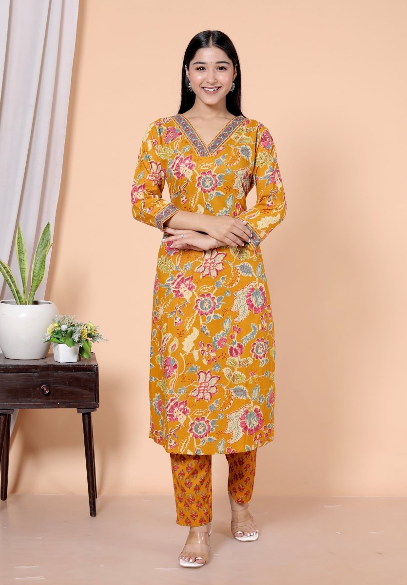 Pure Cotton Kurti & Pant with Dupatta - Yanchi