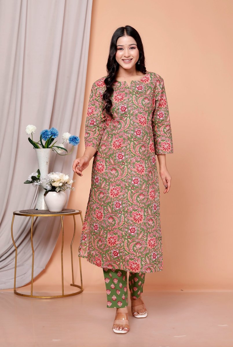 Pure Cotton Kurti & Pant with Dupatta - Yanchi