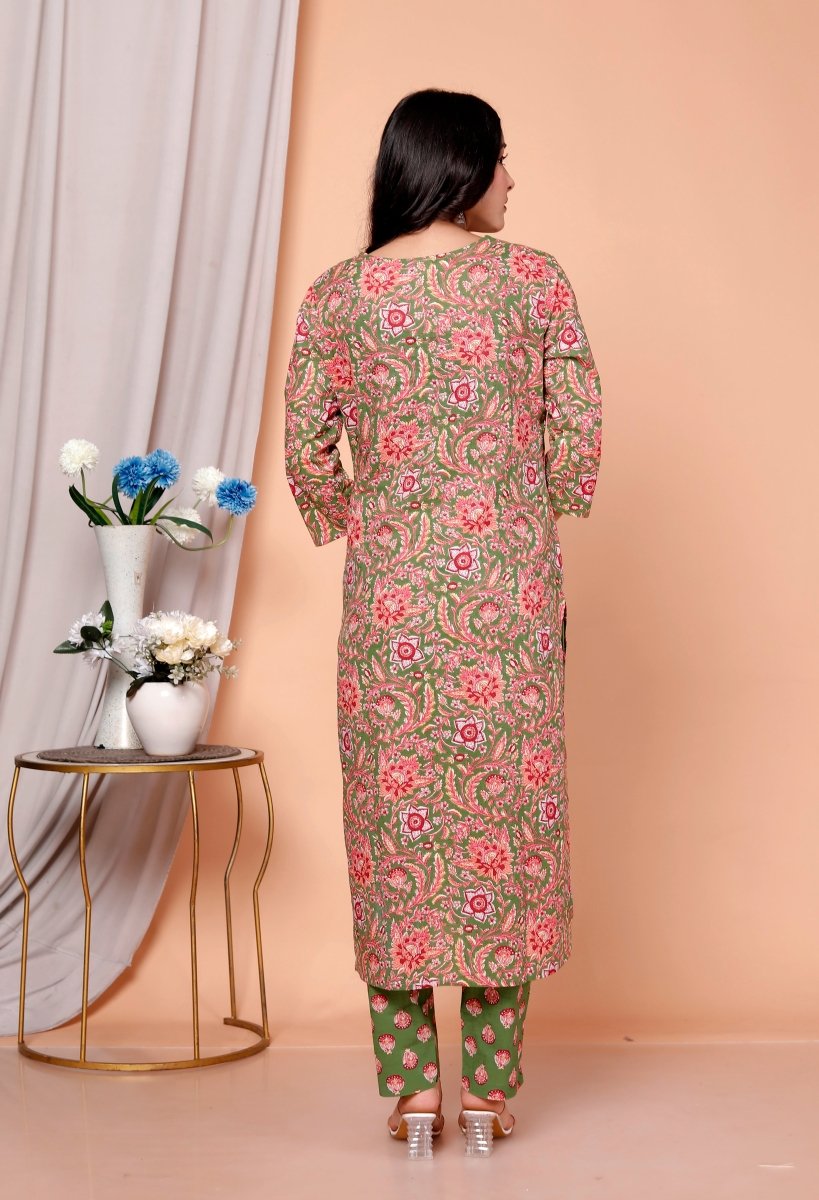 Pure Cotton Kurti & Pant with Dupatta - Yanchi