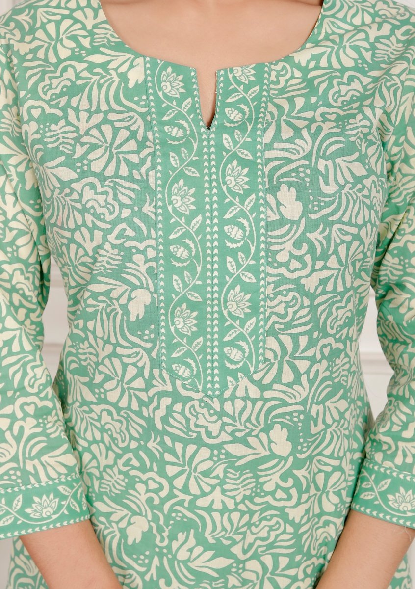 Pure Cotton Kurti & Pant with Dupatta - Yanchi