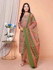 Pure Cotton Kurti & Pant with Dupatta - Yanchi