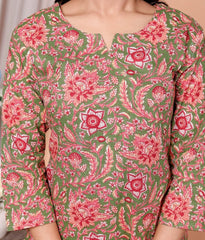 Pure Cotton Kurti & Pant with Dupatta - Yanchi