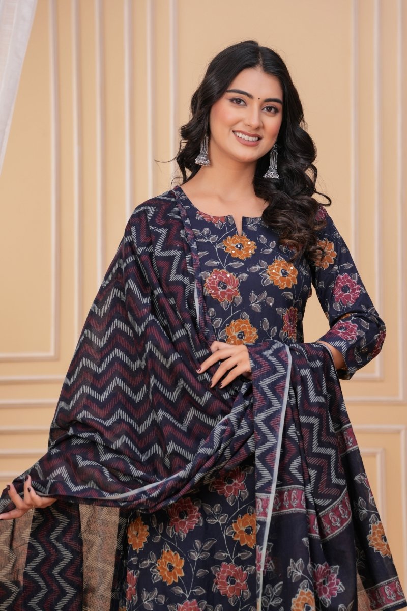 Pure Cotton Kurti & Pant with Dupatta - Yanchi