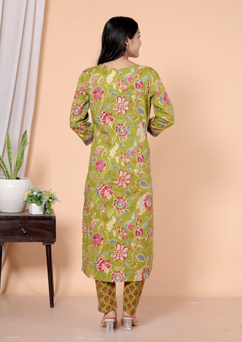 Pure Cotton Kurti & Pant with Dupatta - Yanchi