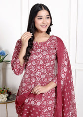 Pure Cotton Kurti & Pant with Dupatta - Yanchi