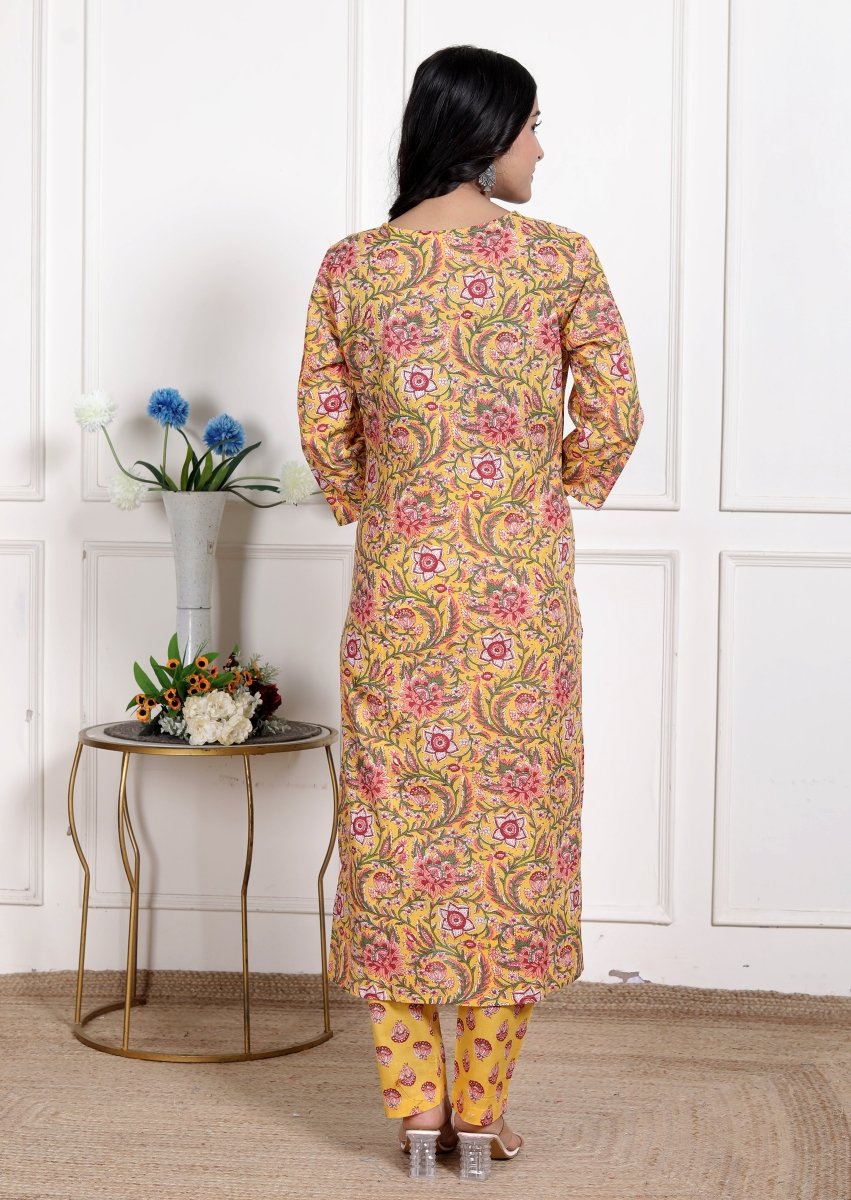 Pure Cotton Kurti & Pant with Dupatta - Yanchi