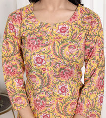 Pure Cotton Kurti & Pant with Dupatta - Yanchi