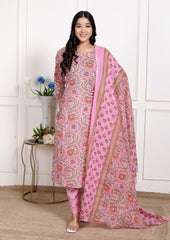 Pure Cotton Kurti & Pant with Dupatta - Yanchi