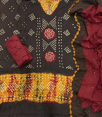 Pure Hand Bandhej Cambric Cotton Suit Set - Yanchi
