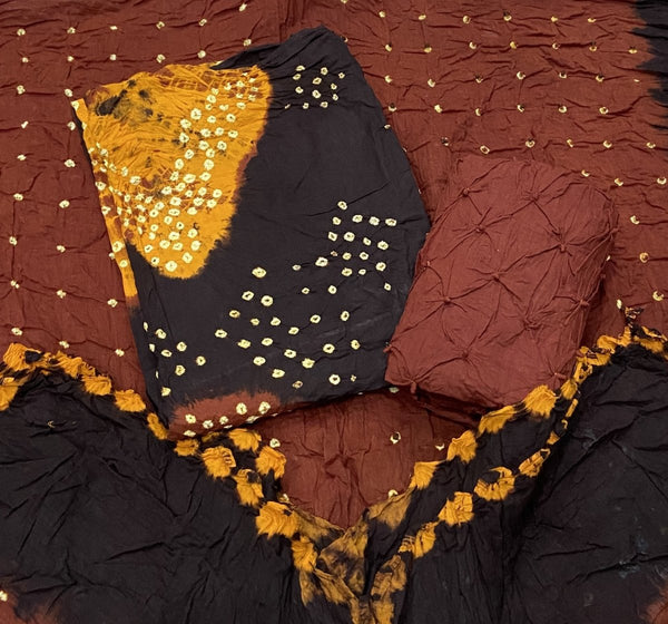 Pure Hand Bandhej Cambric Cotton Suit Set
