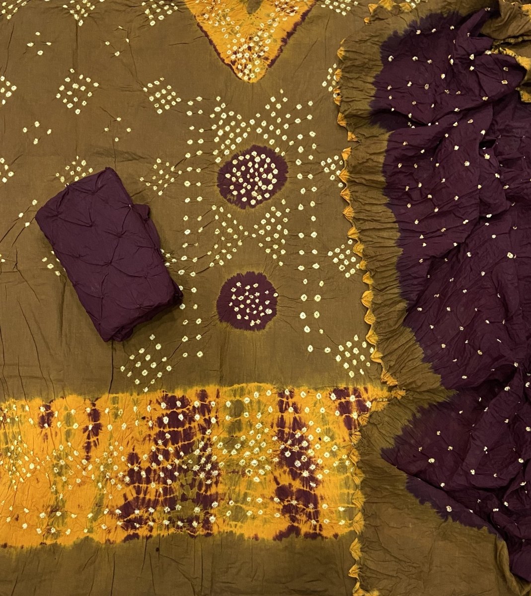Pure Hand Bandhej Cambric Cotton Suit Set - Yanchi
